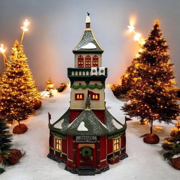 Dept 56 Santa's Lookout Tower North Pole Village Christmas Building - 1993 - Picture 1 of 10